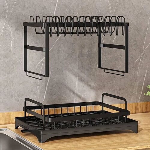 2 story Kitchen Countertop Dish Rack with Drainage Tray Stor