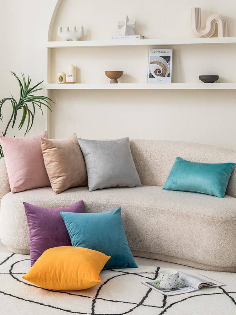 Throw pillow sofa back cushion cover velvet Pillow case图片