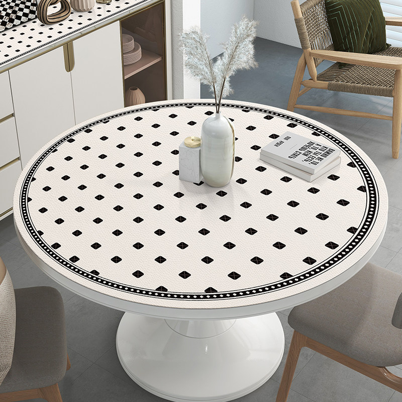 小圆桌桌布免洗防水防油皮革桌垫茶几防滑垫布圆形餐桌垫黑白格子,居家布艺,桌布,淘宝优惠券,粉丝福利购,淘宝优惠卷