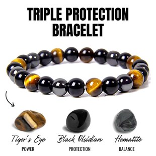 Natural Black Obsidian Hematite Tiger Eye Beads Bracelets Me