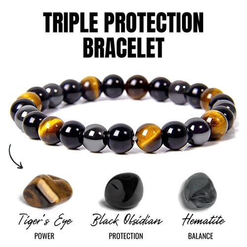 Natural Black Obsidian Hematite Tiger Eye Beads Bracelets Me
