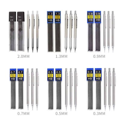 Mechanical Pencil Set 0.3 0.5 0.7 0.9 1.3 2.0mm Full Metal A