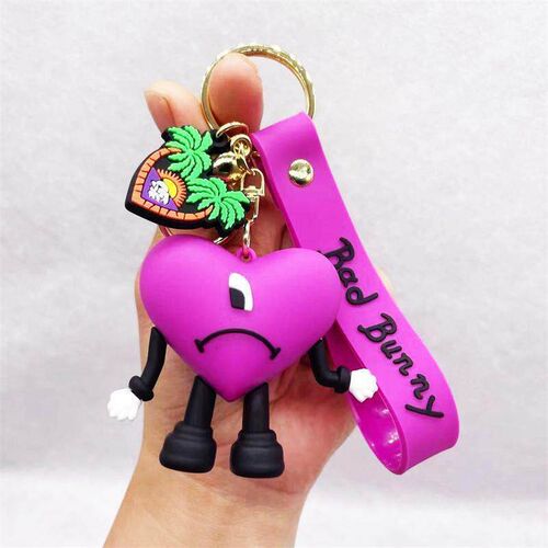 Fashion 3D Cute Bad Bunny Heart Keychain Keyring For Women M