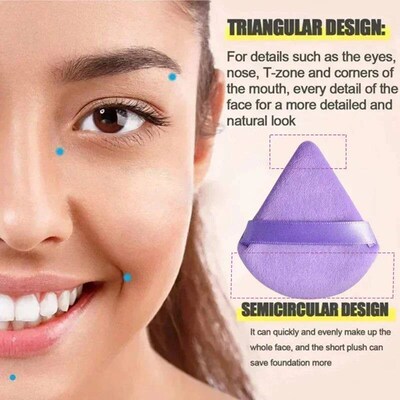 12Pcs Makeup Sponge Velvet Triangle Powder Puff Face Finger