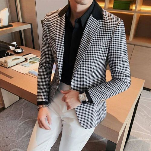 High Quality Suit Mens British Style Slim Elegant Fashion B