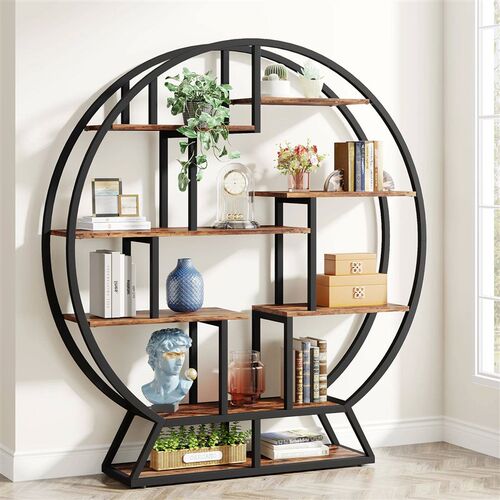 Tribesigns Bookshelf, Round Bookshelves Etagere Bookcase, 63