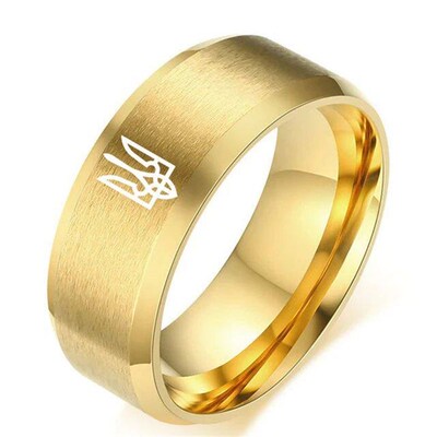 Stainless Steel Ring Rotated Ukrainian National Emble Ring G