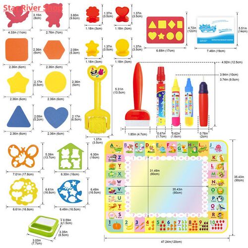 Big Size Magic Water Drawing Mat & Pens Coloring Carpet