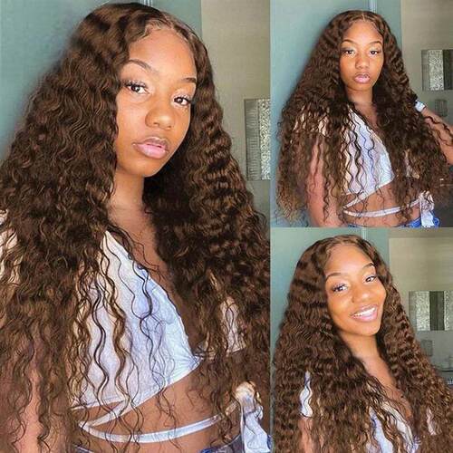 Chocolate Brown Kinky Curly Lace Wig Pre Plucked with Baby H