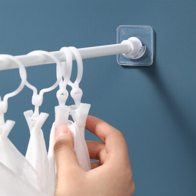 Strong Shower Curtain Rod Mount Holder Hooks Self-adhesive R