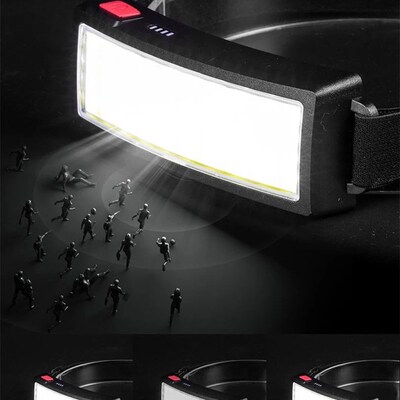 Super Bright Headlamp Flashlight COB Wide Beam Headlight Lig