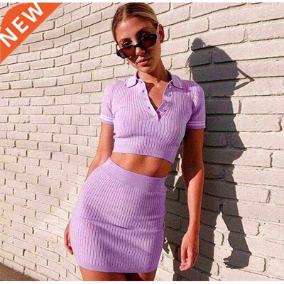 hirigin New Women Knitted Outfits Short Sleeve Slim Tees Cro