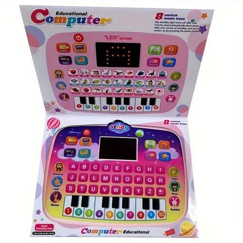 Kids Tablet Toddler Learning Mat With Led Screen Teaches Mus