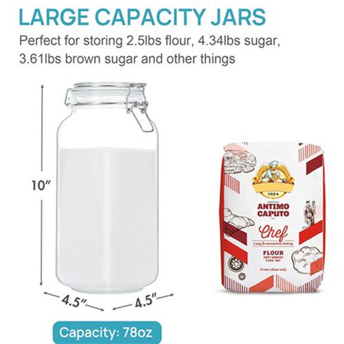 Glass Food Storage Jars Airtight Canisters Square Mason Jar