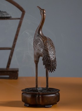 仙鹤摆件铜香薰炉香道用品办公桌茶几桌面装饰品家居玄关工艺礼品