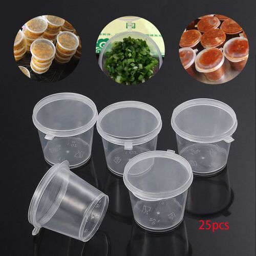 10/25Pcs 25/27/40/45ml Plastic Takeaway Sauce Cup Containers