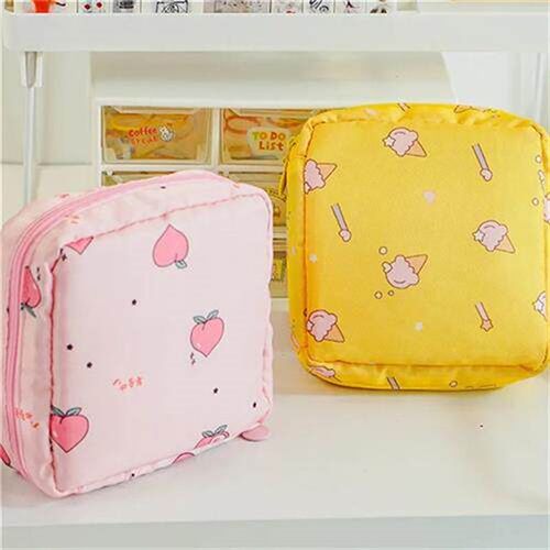 Women Small Cosmetic Bag Set Zipper Girls Mini Sanitary Napk