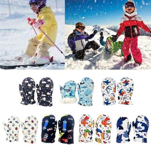 Toddler Kids Waterproof Winter Snow Gloves Cartoon Animal