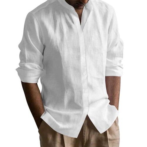 Mens Henley Shirts Cotton Linen Open Stitch Lightweight Bre