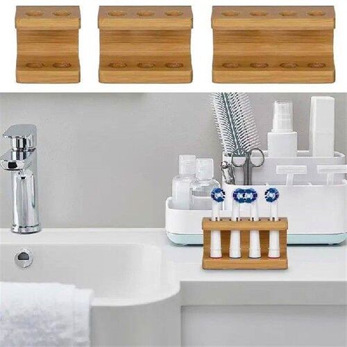 Toothbrush Storage Rack Countertop Wooden Toothbrush Holder