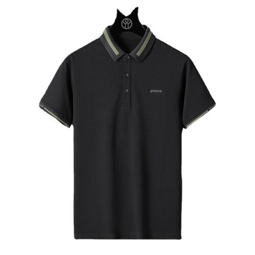 High-grade Contrast Collar Polo Shirt Mens Lapel Short-slee