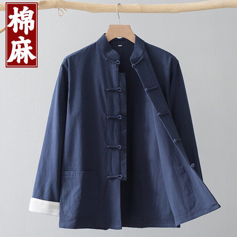 Tang Suit Mens Cotton And Linen Long-sleeved Coat Chinese S