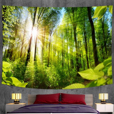 Natural forest landscape tapestry psychedelic scene Mandala