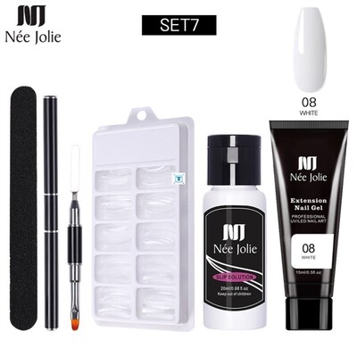 Nail Extension Gel Polish Set Pink White Crystal UV LED