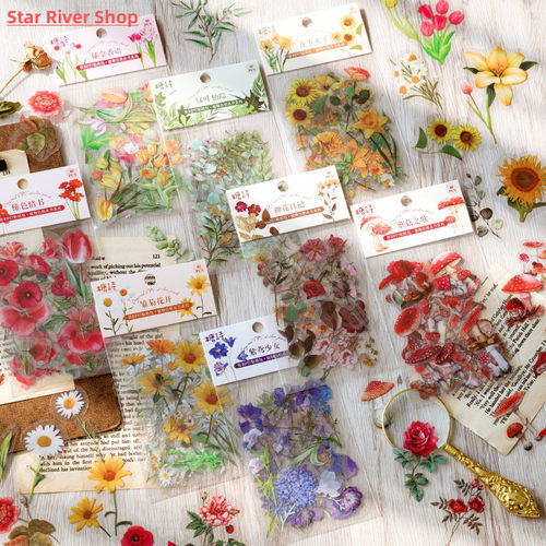 Zoecor 40pc/Bag Kawaii PET Sticker Nature Flower Plant