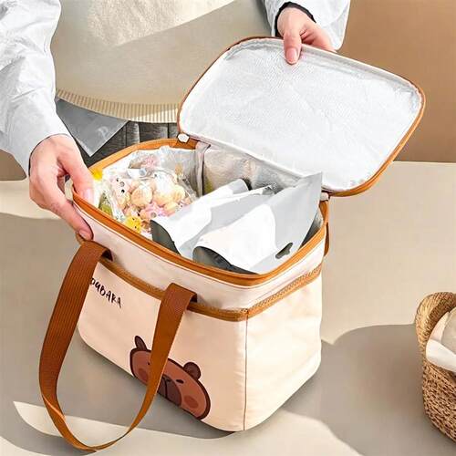 Capybara Portable Insulated Lunch Bag Students Reusable Larg