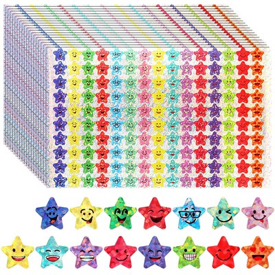 1500 Pcs Glitter Foil Small Star ers,15 Designs Happy Face e