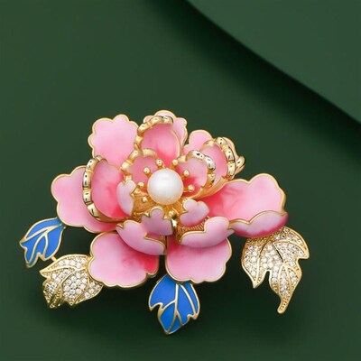New Arrival Exquisite Peony Flower Brooch Womens Elegant Ena