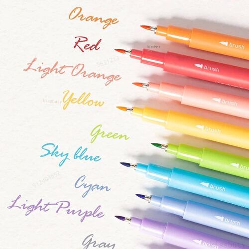 12 Pastel Colors Arts Calligraphy Brush Pen Brush Tip Marker