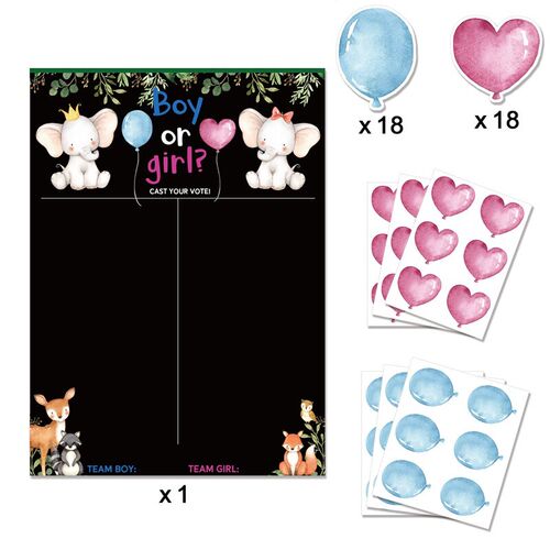 Boy or Girl Gender Reveal Voting Game Poster Board with ers