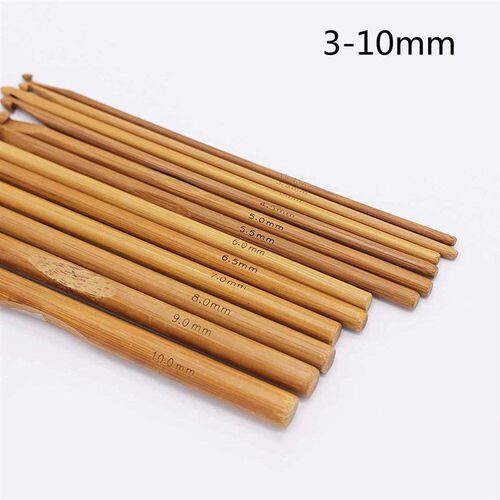 12pcs Bamboo Handle Crochet Hook Knit Craft Knitting Needle