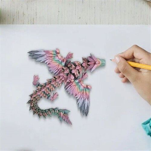 3D Printed Dragon Fidget Toy Articulated Crystal Dragon