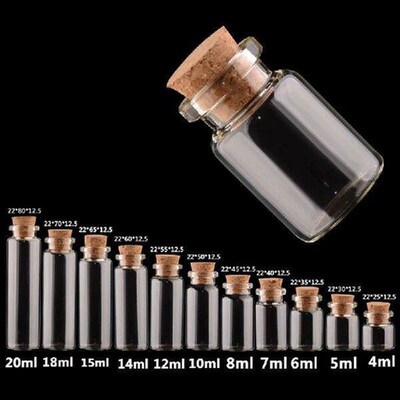 10PCS 22*60mm 14ml Mini Small Glass Bottles with Clear Cork