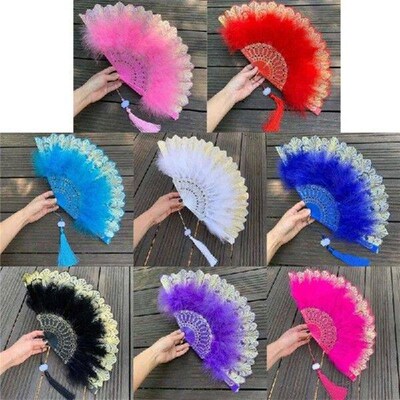 Embroidered Lace Folding Fan for Wedding Dancing Party