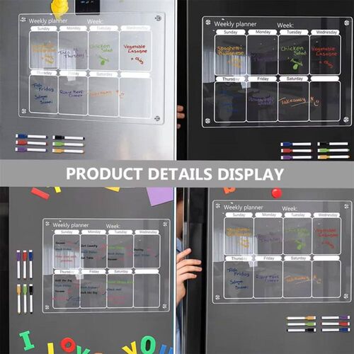 Magnetic Calendar Board for Fridge,  Clear Acrylic Dry Erase