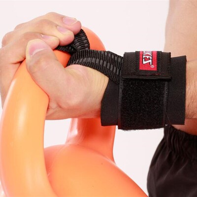 1 pair gym weight lifting bar straps wrap wrist support pr
