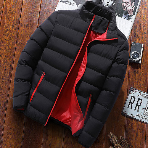 M-5XL 4Colors Thick Stand Collar Windbreak Cotton Zipper Pad