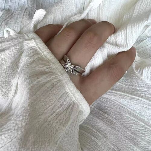 Fashion Shiny Rhinestone Irregular Star Couple Rings For Wom