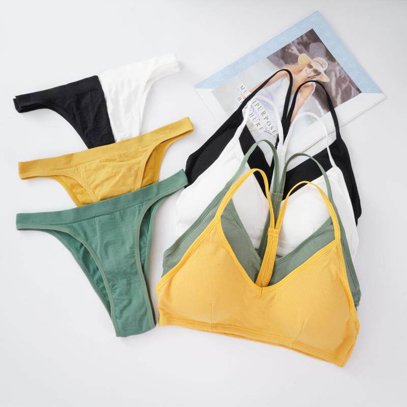 Women Seamless Bra Set Bra Top + Pantys Brassiere Fitness Un - 实物图
