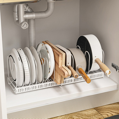 Expandable Pans Organizer Rack, Pots and Pans Cabinet Organi