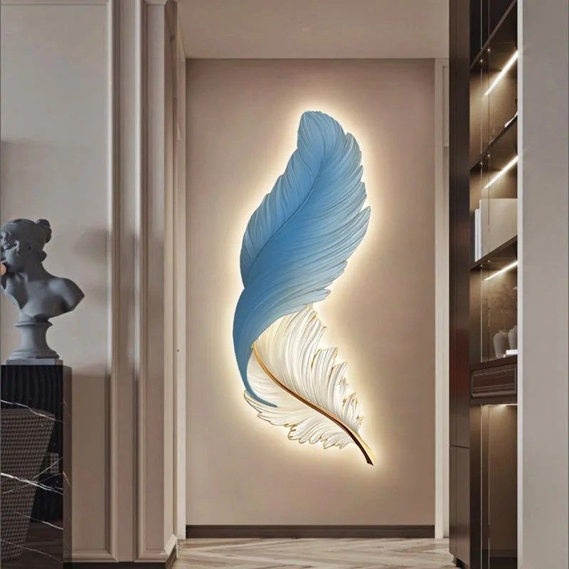 LED氛围灯画羽毛玄关装饰画客厅沙发背景墙挂画走廊楼梯发光壁画,家居饰品,氛围画/灯画,淘宝优惠券,粉丝福利购,淘宝优惠卷