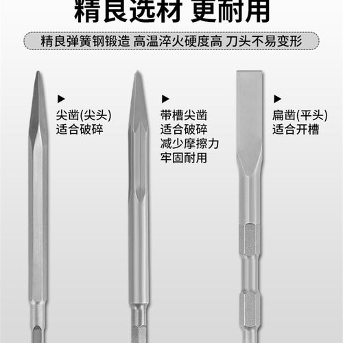 德国电锤加宽扁头凿子合金冲击钻头超硬电镐镐头六角柄方柄圆