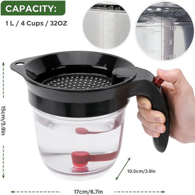 Fat Separator With Bottom Release Gravy Cooking Oil Strainer
