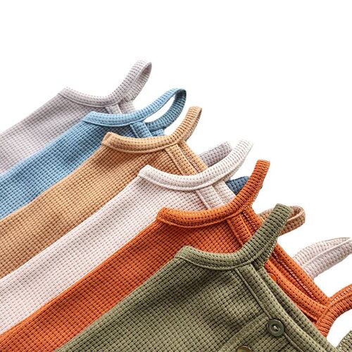 2022 New Baby Waffle Rompers Summer Cotton Newborn Bodysuits