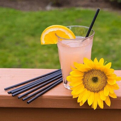 100Pcs black Disposable PP Drinking Straws Reusable Straw 26