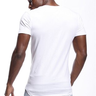 short sleeve bottoming solid mens slim shirt top上衣 color